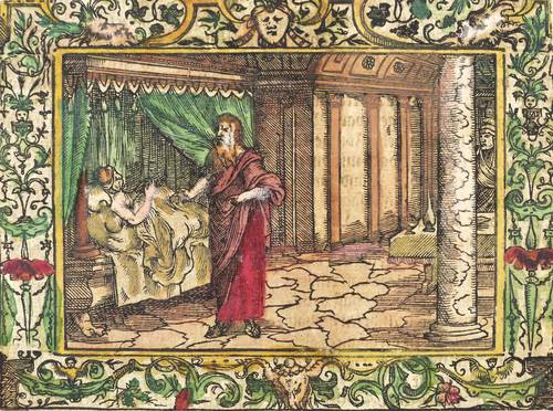 Monogrammist MT -  -  - Jesaja weissagt dem kranken Hiskija eine Lebensverlängerung 