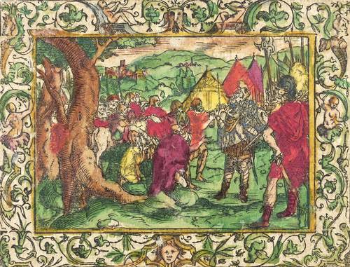 Monogrammist MT -  -  - Die gefangenen Amoriter-Könige vor Josua