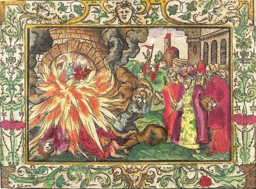 Monogrammist MT -  -  - Die drei Männer im feurigen Ofen