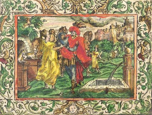 Monogrammist MT -  -  - Elieser und Rebekka am Brunnen