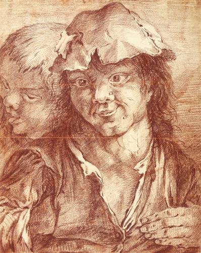 Deutscher Zeichner -  -  - Zwei Bettlerkinder