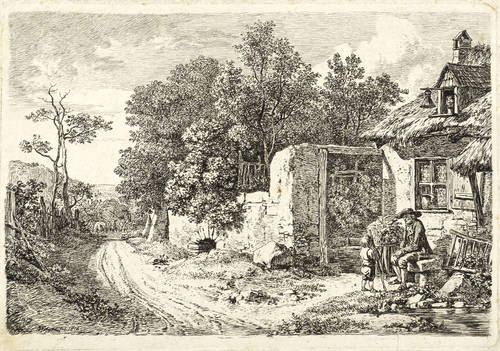 Erhard, Johann Christoph -  -  - Der Knabe mit dem Stecken vor dem sitzenden Bauern