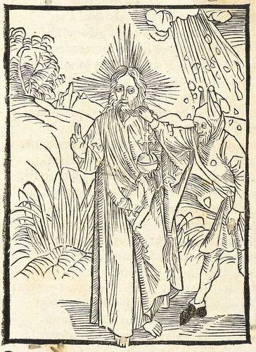 Dürer, Albrecht (nach) - Narrenschiff (Sebastian Brant) - Narrenschiff (Sebastian Brant) - Verachtung Gottes (Narr zupft Gott am Bart)