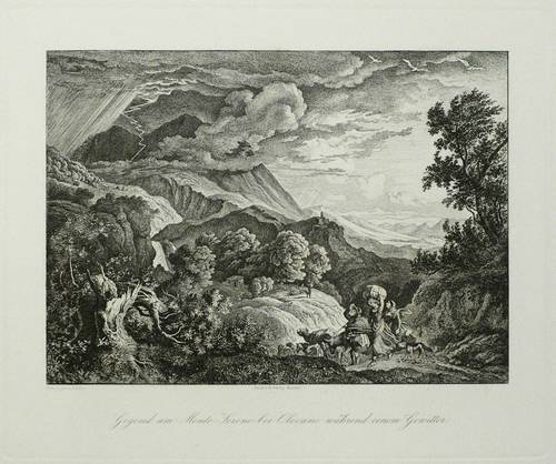 Richter, Adrian Ludwig -  -  - Gegend am Monte Serone bei Olevano während einem Gewitter