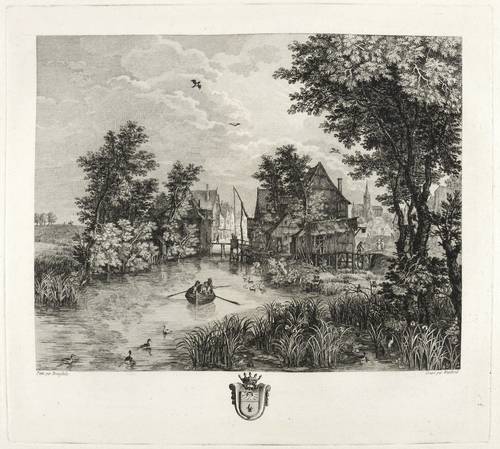 Weisbrod, Carl Wilhelm - Nach Jan Brueghel d.Ä - Nach Jan Brueghel d.Ä - Flusslandschaft mit Dorf