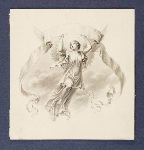 Weber, Johann Jakob -  -  - Auffliegender Engel mit Schriftband