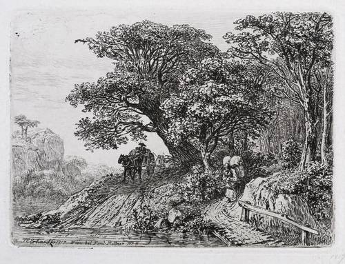 Erhard, Johann Christoph -  -  - Der einspännige Karren unter dem Baum