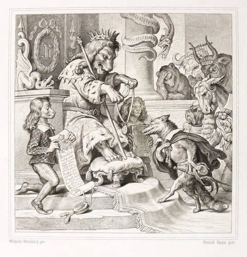 Kaulbach, Wilhelm von (nach) - Reineke Fuchs (Goethe) - Reineke Fuchs (Goethe) - Nobel ernennt Reineke zum Kanzler