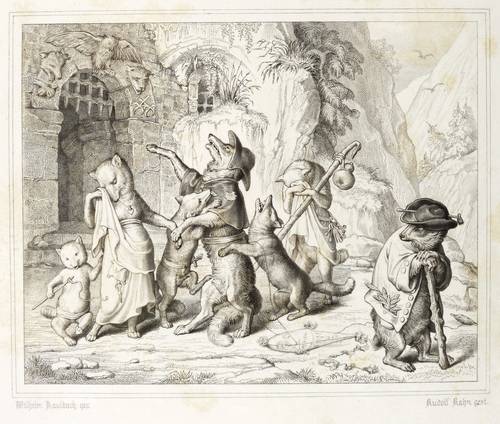 Kaulbach, Wilhelm von (nach) - Reineke Fuchs (Goethe) - Reineke Fuchs (Goethe) - Reineke nimmt Abschied von seiner Familie