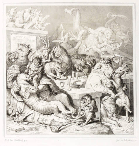 Kaulbach, Wilhelm von (nach) - Reineke Fuchs (Goethe) - Reineke Fuchs (Goethe) - Fest am Hof König Nobels