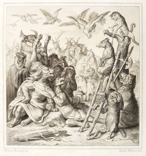 Kaulbach, Wilhelm von (nach) - Reineke Fuchs (Goethe) - Reineke Fuchs (Goethe) - Reineke am Galgen