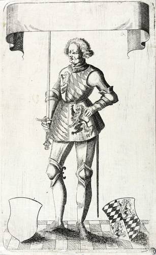 Deutscher Kupferstecher -  -  - Ritter mit bayrischem Wappenrock
