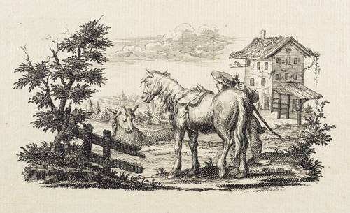 Lindauer, Josef Maria von (zugeschrieben) -  -  - Bauer mit gesatteltem Pferd