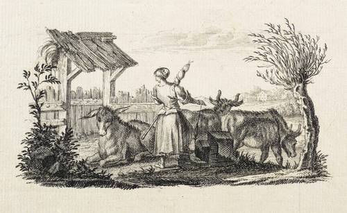 Lindauer, Josef Maria von (zugeschrieben) -  -  - Bäuerin mit Esel und Rindern