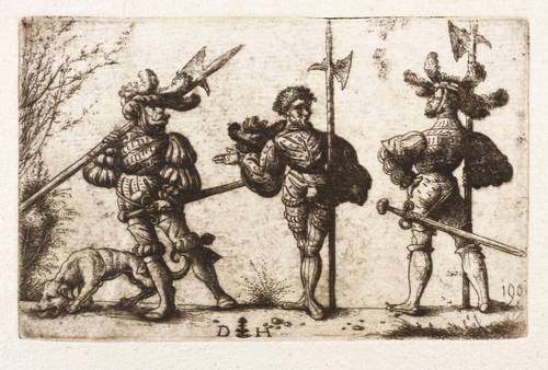 Hopfer, Daniel -  -  - Drei Landsknechte mit Helmbarten
