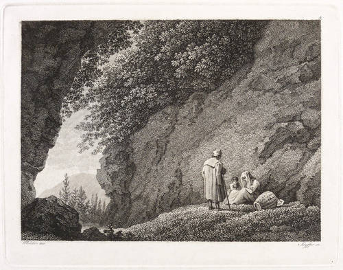 Seyffer, August -  -  - Drei Personen in einer Gebirgslandschaft