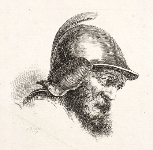 Brauer, F -  -  - Kopf eines Soldaten mit Helm