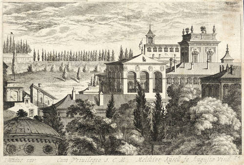 Küsel, Melchior -  -  - Römischer Garten mit Villenbauten