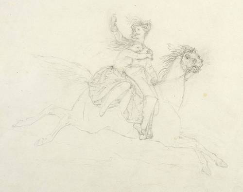 Leyser, Ernst Polykarp von -  -  - Husar mit einem Mädchen zu Pferde fliehend