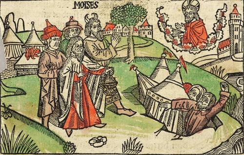 Deutscher Formschneider -  -  - Die Erde verschlingt die Rebellen Dathan und Abiram