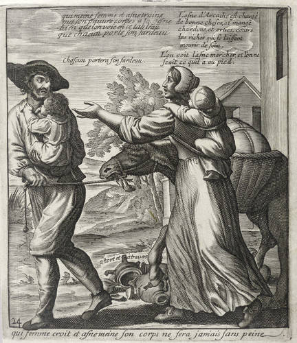 David, Jerome -  -  - Paar mit zwei Kindern und Esel