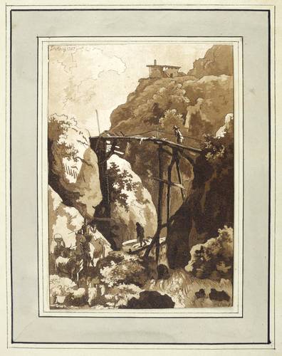 Geyser, Friedrich Christian Gottlob -  -  - Holzbrücke im Gebirge