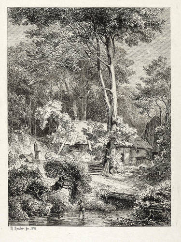 Hueber, Hans -  -  - Hütte im Wald