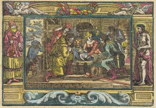 Deutscher Holzschneider -  -  - Anbetung der Hirten