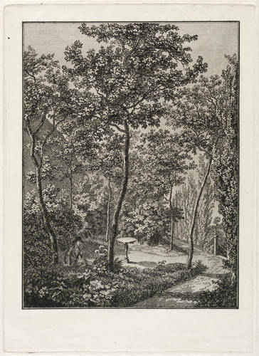 Barthel, Friedrich (zugeschrieben) -  -  - Terrassen-Garten mit Tisch und Spaziergänger