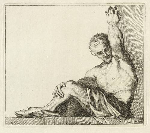 Le Brun, Charles (nach) - Etienne Picart - Etienne Picart - Studie eines sitzenden Satyrs