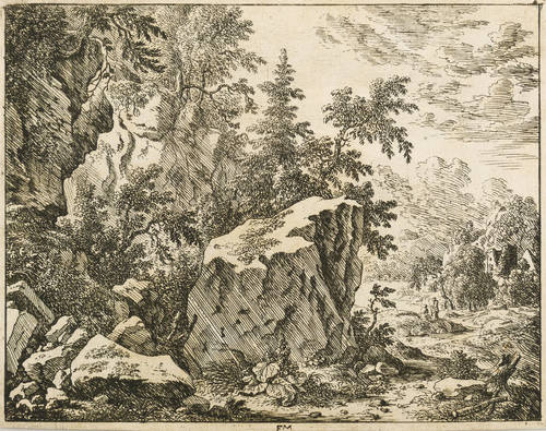 Meyer, Felix - Landschaft mit Felsen und Burgruine - Landschaft mit Felsen und Burgruine - 