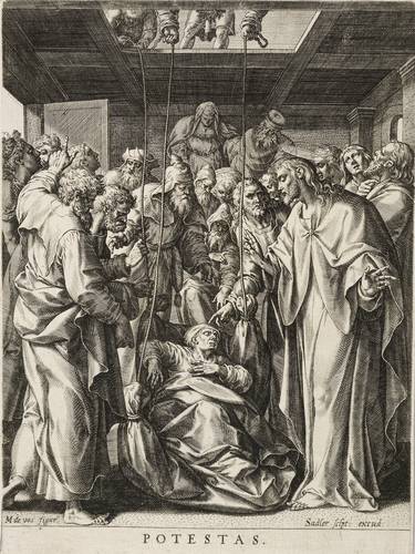 Sadeler d. Ä., Johann - Heilung eines Gelähmten (Mk. 2,3-4) - Heilung eines Gelähmten (Mk. 2,3-4) - Potestas