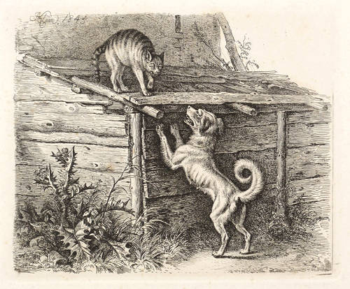 Klein, Johann Adam -  -  - Die Katze auf dem Stall