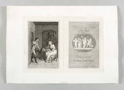 Schnorr von Carolsfeld, Veit Hanns - Miniaturgemälde (bei Georg David Meyer) - Miniaturgemälde (bei Georg David Meyer) - Besuch eines Offiziers. Putten