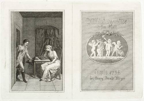 Schnorr von Carolsfeld, Veit Hanns - Miniaturgemälde (bei Georg David Meyer) - Miniaturgemälde (bei Georg David Meyer) - Besuch eines Offiziers. Putten