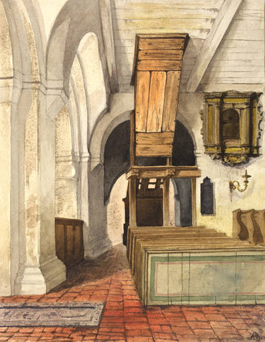 Deutscher Zeichner -  -  - Kircheninterieur