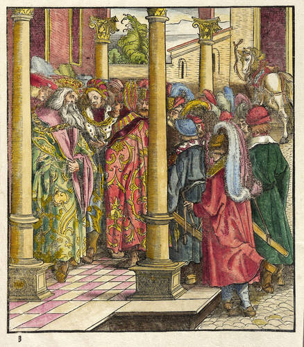 Burgkmair, Hans d.Ä -  -  - Gesandte des alten Weißkunig vor dem König von Portugal