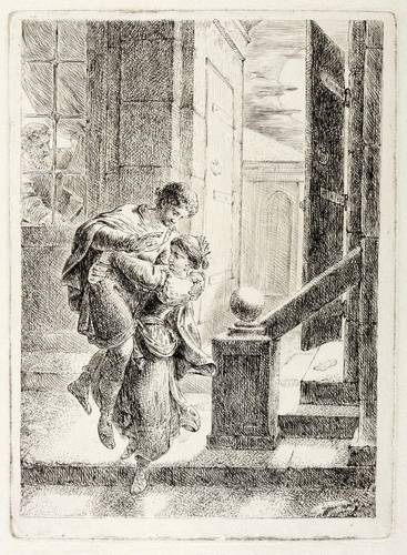 Rode, Christian Bernhard -  -  - Karl der Große sieht die Emma, wie sie zur Nachtzeit den Eginhart fortträgt