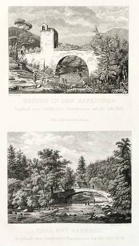 Faber, Carl Gottfried Traugott - Apennin & Rabenauer Grund - Apennin & Rabenauer Grund - Brücke in den Appeninen. Thal bey Rabenauch