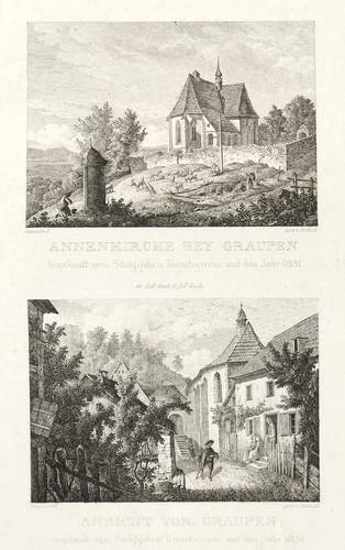 Pescheck, Carl -  -  - Annenkirche bey Graupen. Ansicht von Graupen