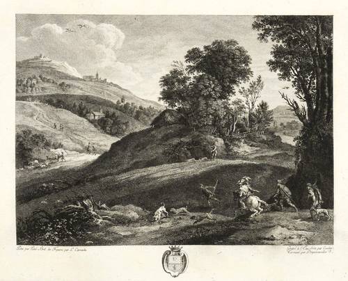 Dequevauvillier, François & Couché, Jacques - Nach Paul Bril & Lodovico Carracci - Nach Paul Bril & Lodovico Carracci - Landschaft mit Hasenjagd