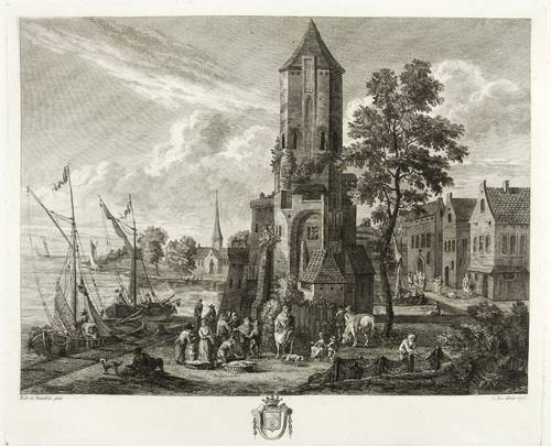 Le Bas, Jacque Philippe -  -  - Der alte Turm am Hafen