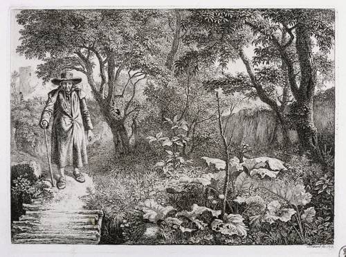 Erhard, Johann Christoph - Die Salzburger Landschaften mit den großen Figuren - Die Salzburger Landschaften mit den großen Figuren - Der Alte vor dem Knüppelsteg