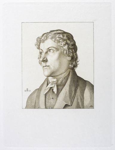 Erhard, Johann Christoph - Bildnis im Dreiviertelprofil nach links - Bildnis im Dreiviertelprofil nach links - Joh. Christoph Erhard. Maler und Radirer