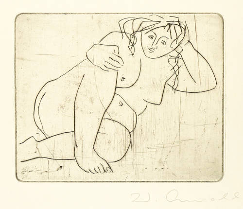 Arnold, Walter -  -  - Liegender Akt (Im Bad)