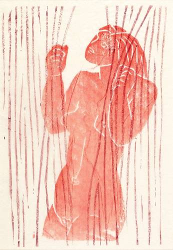 Arnold, Walter -  -  - Mädchen (Vorhang zerteilend)