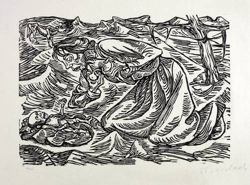 Barlach, Ernst -  -  - Kniende Frau mit sterbendem Kind