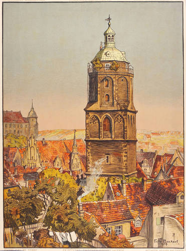 Beckert, Fritz -  -  - Zwischen Himmel und Erde. Altstadtdächer und Turm der Frauenkirche Meißen