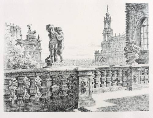 Beckert, Fritz -  -  - Dresden. Semperoper & Hofkirche vom Zwinger gesehen