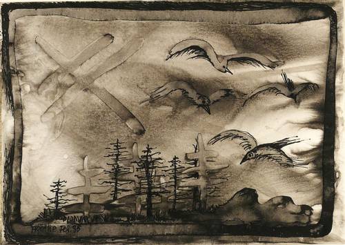 Böttcher, Agathe -  -  - Vögel über kahlen Bäumen